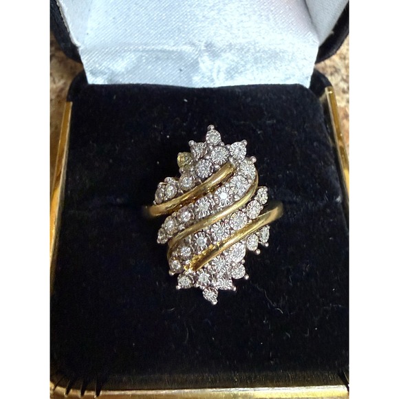 925 sterling silver 2ct diamond Cluster Ring Cocktail Statement Sparkle